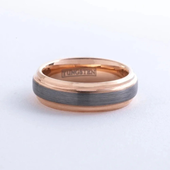 Men’s Rose Gold Plated & Silver Tungsten R… - Picture 1 of 3